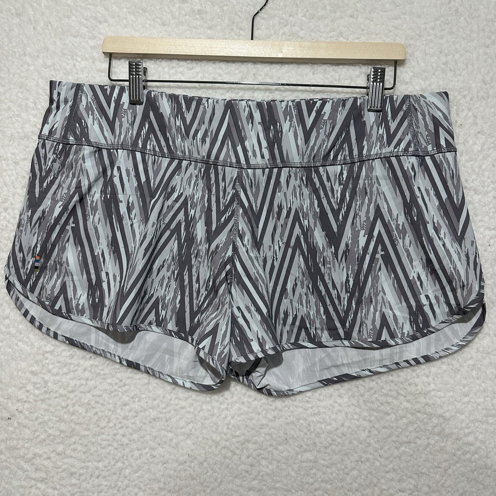 Smartwool Women's Merino Sport Lined Short Athletic Barely Blue Zig Zag Size L